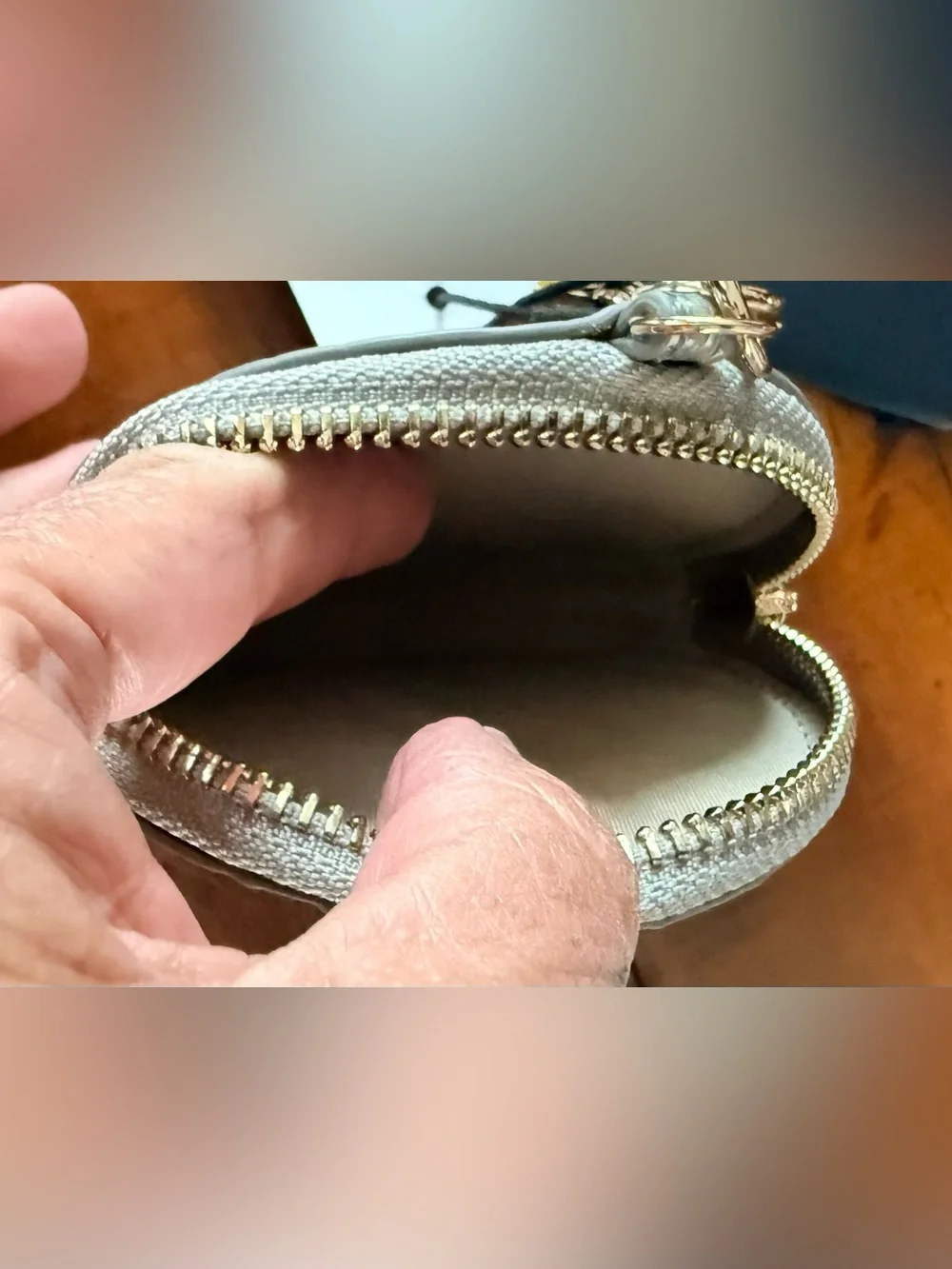 Brahmin Silver Croc-Embossed Round Coin Pouch with Gold Hardware